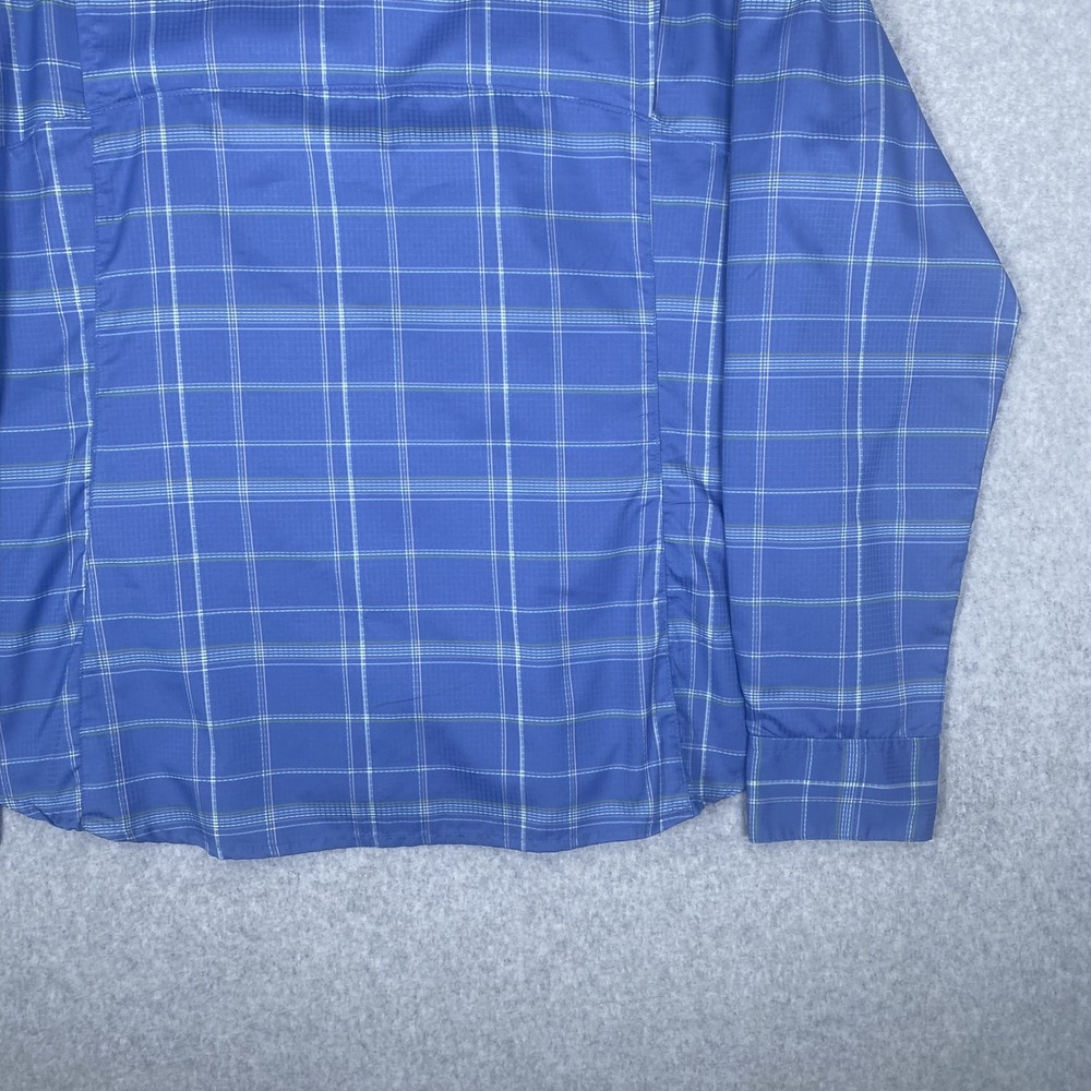 Columbia Button Down Shirt Womens Large Blue Plaid Omni-Shade Long Sleeve Hiking - Picture 10 of 15